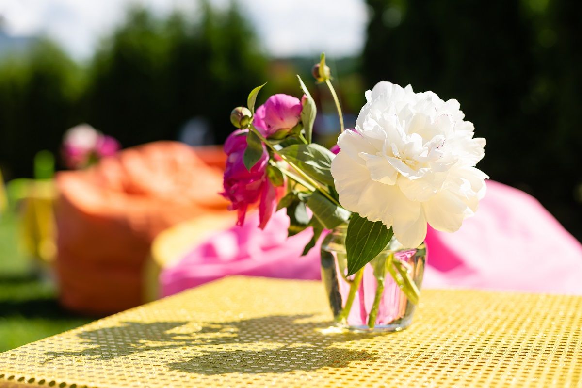 Beautiful,Bouquet,Of,Flowers,Peonies,In,A,Glass,Jar,With