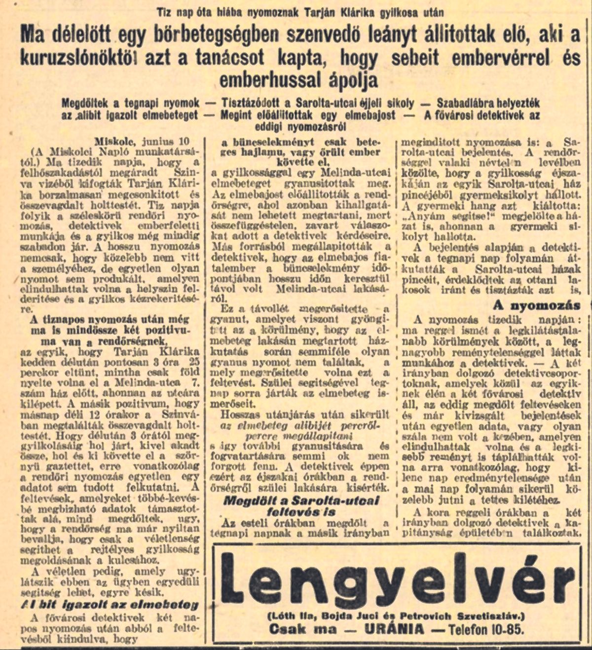 Tarján Klárika, Tarján család gyilkosság