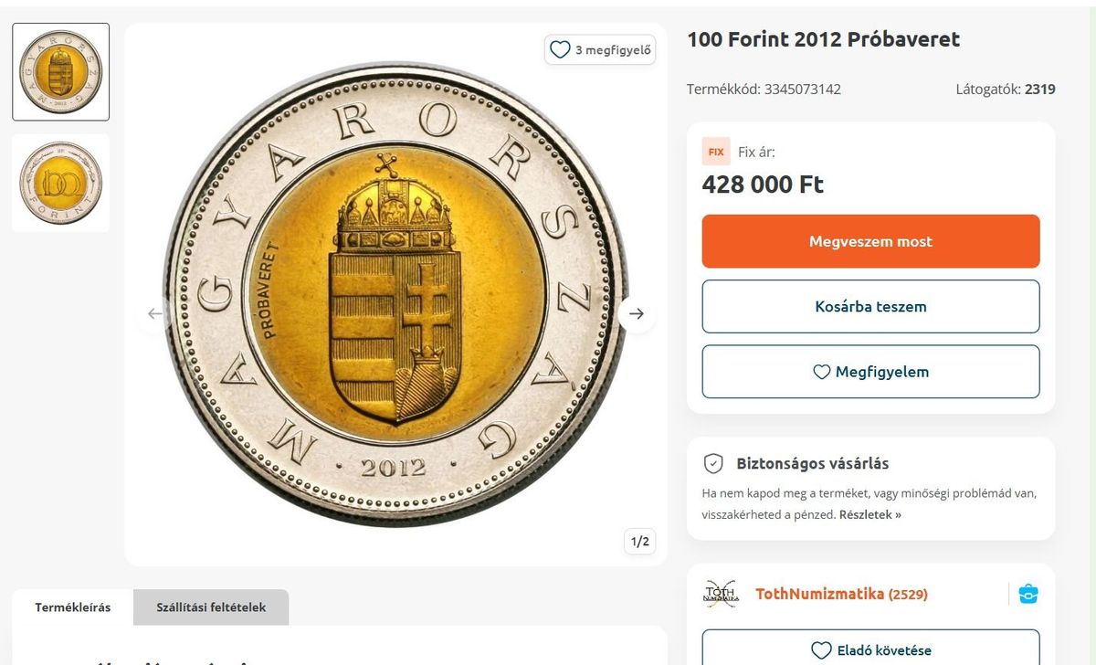 100 forintos, verdefényes, százas, érme, numizmatika
