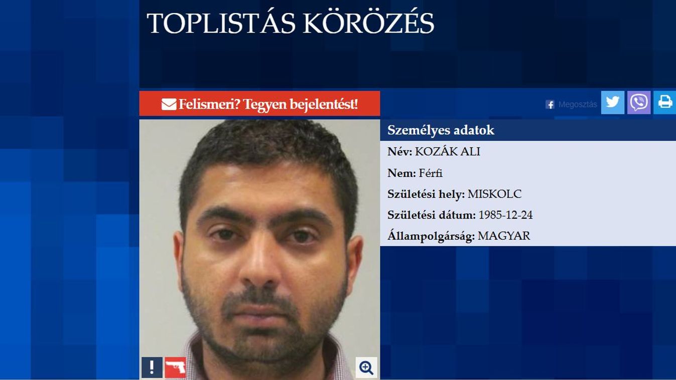 Különösen veszélyes, fegyveres miskolci bűnözőt köröz a rendőrség